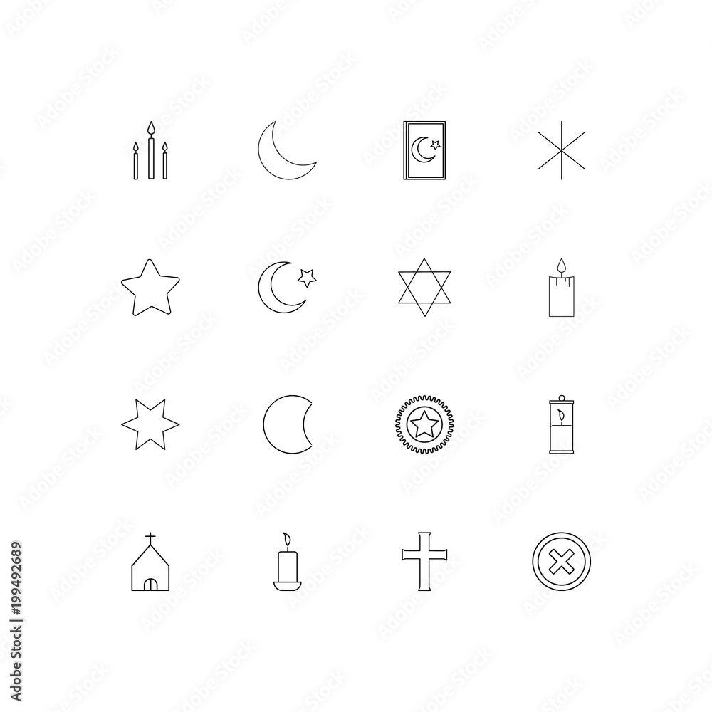 Religion simple linear icons set. Outlined vector icons Religion simple linear icons set. Outlined vector icons