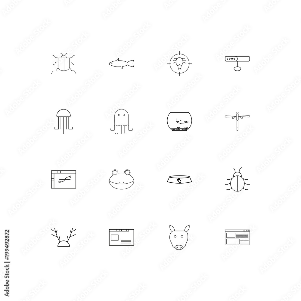 Animals simple linear icons set. Outlined vector icons Animals simple linear icons set. Outlined vector icons