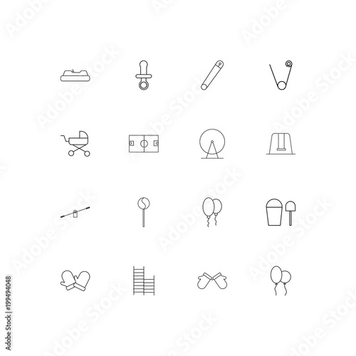 Fototapeta Naklejka Na Ścianę i Meble -  Baby, Kid And Newborn simple linear icons set. Outlined vector icons