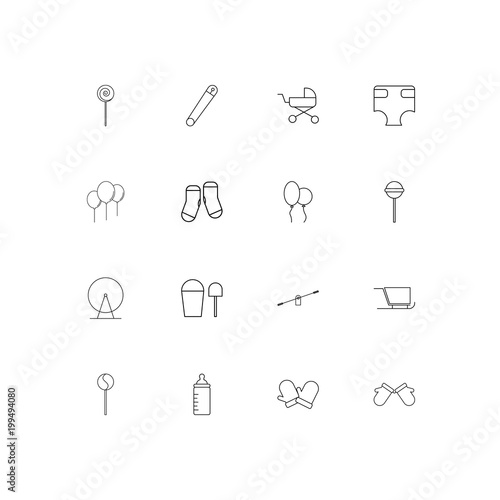 Baby, Kid And Newborn simple linear icons set. Outlined vector icons