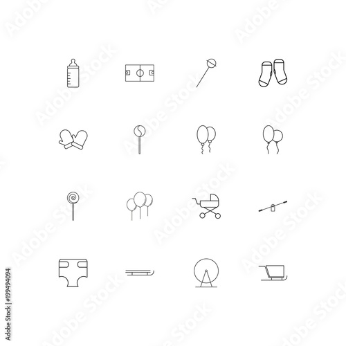 Baby, Kid And Newborn simple linear icons set. Outlined vector icons