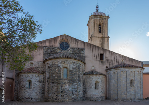 Ancient church in a small Spanish village Amer, in Catalonia in Spain