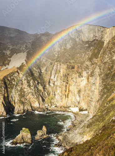 Sea cliffs 600m high against the Atlantic Ocean, Slieve League, County Donegal, Ulster, Republic of Ireland photo