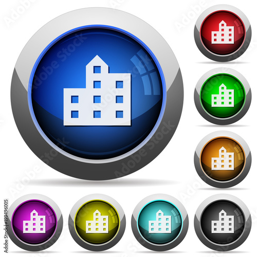 City silhouette round glossy buttons