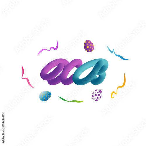 Russian easter. Vector illustration with russian abbreviation letters for Christ is risen