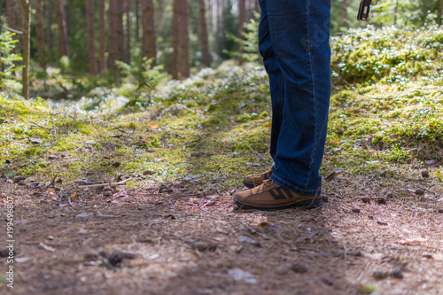 Man standing on a forest trail