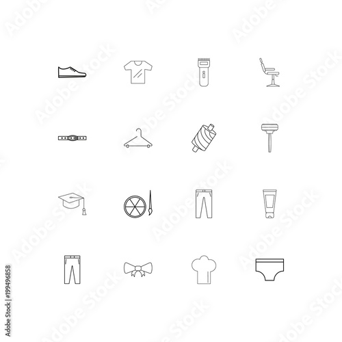 Beauty Dress And Clothes simple linear icons set. Outlined vector icons