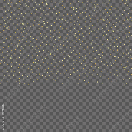 Abstract background with falling gold dots ans stars. Vector.