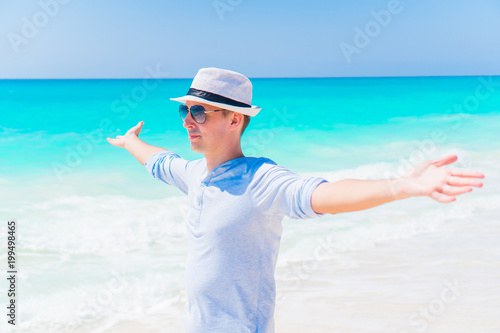 Young man on the beach resting alone outdoor