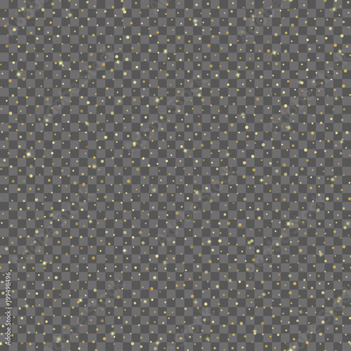 Seamless pattern with gold confetti sparkles dots. Vector.