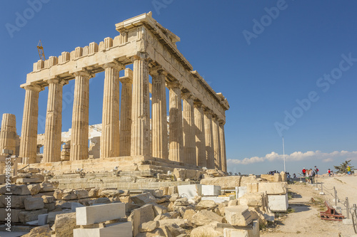 View of the Parthenon during late afternoon sunlight, The Acropolis, Athens, Greece photo