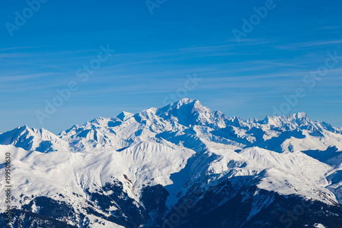 View from Saulire peak to french alpes, Three Valleys, Courchevel, Savoie, France