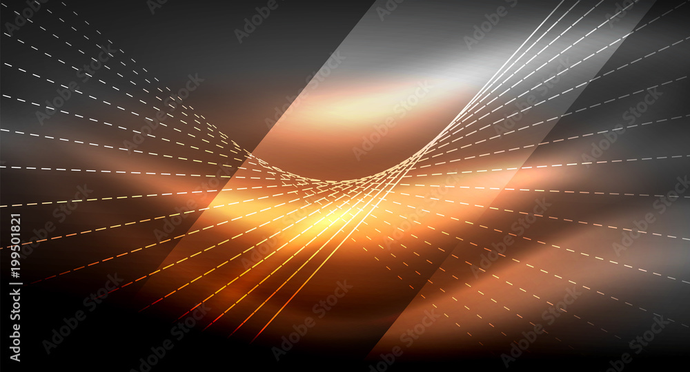 Smooth light effect, straight lines on glowing shiny neon dark background. Energy technology idea Smooth light effect, straight lines on glowing shiny neon dark background. Energy technology idea