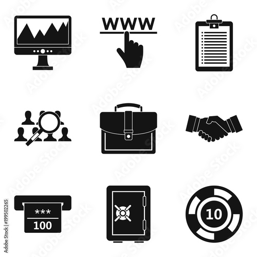Online market icons set, simple style