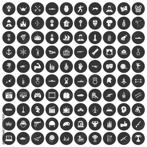 100 hero icons set black circle