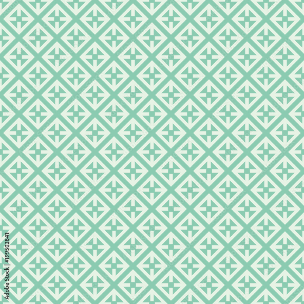 Seamless turquoise vintage diagonal square medieval pattern vector
