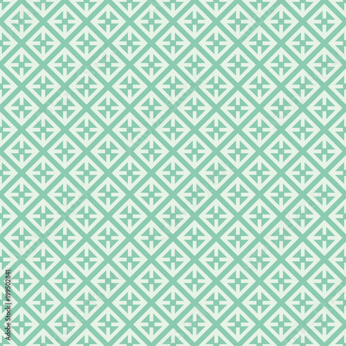 Seamless turquoise vintage diagonal square medieval pattern vector