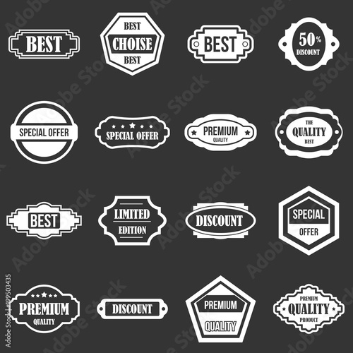 Golden labels icons set grey vector