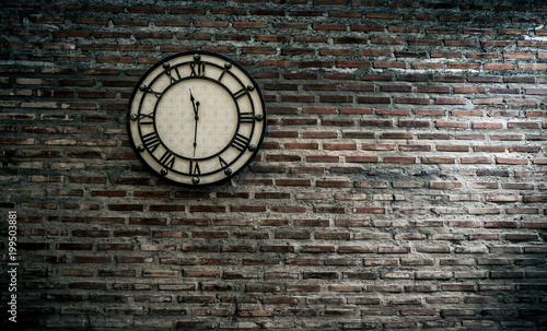 Wallpaper Mural vintage clock on brick wall background Torontodigital.ca