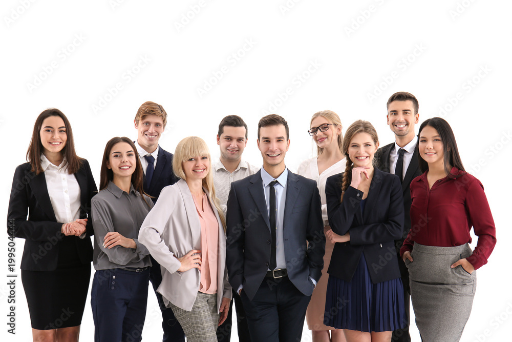 People standing together on white background. Unity concept