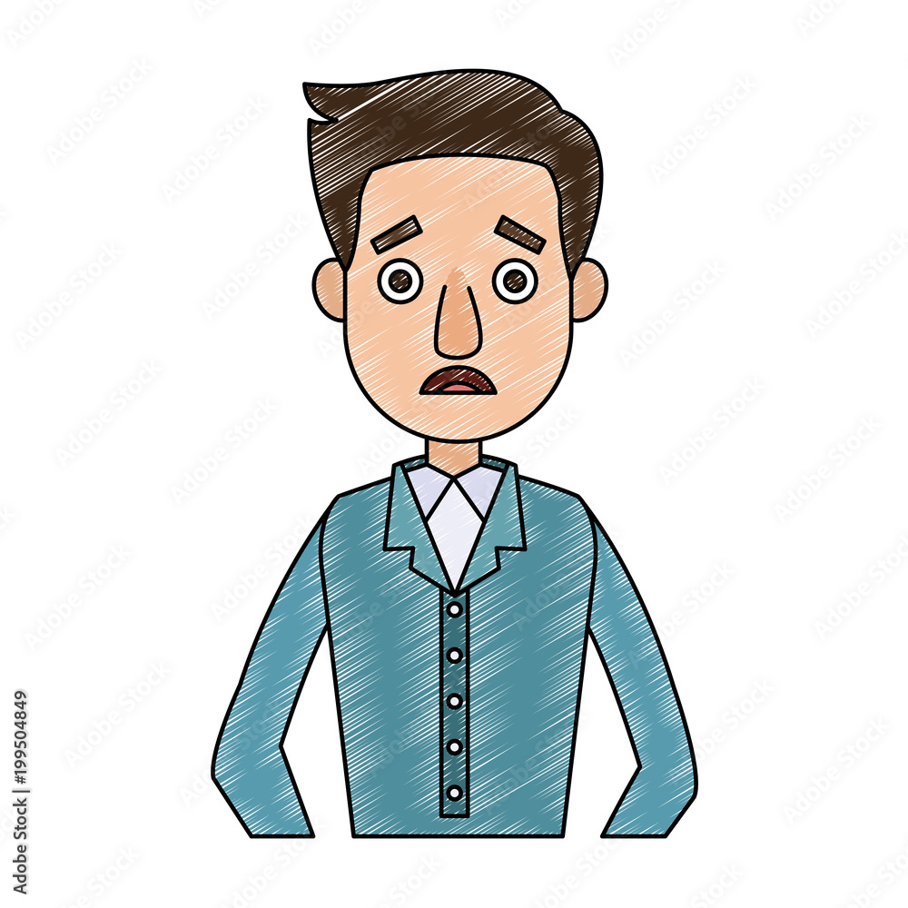 Worried man cartoon vector illustration graphic design Stock Vector