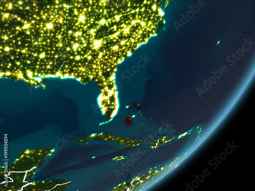 Bahamas on night Earth