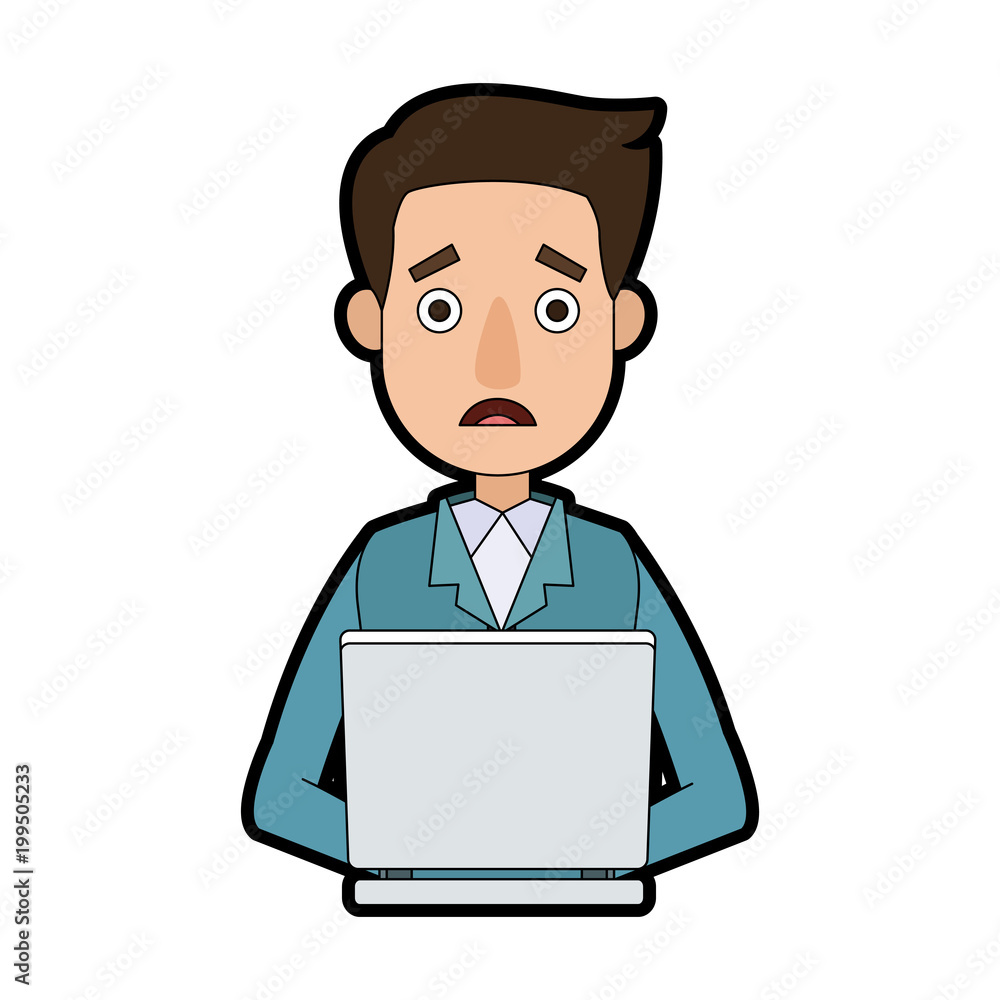 Worried man on laptop vector illustration graphic design Worried man on laptop vector illustration graphic design