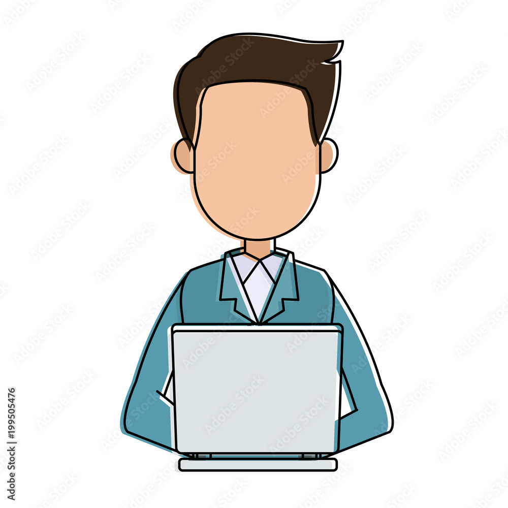 Businessman working with laptop vector illustration graphic design Businessman working with laptop vector illustration graphic design