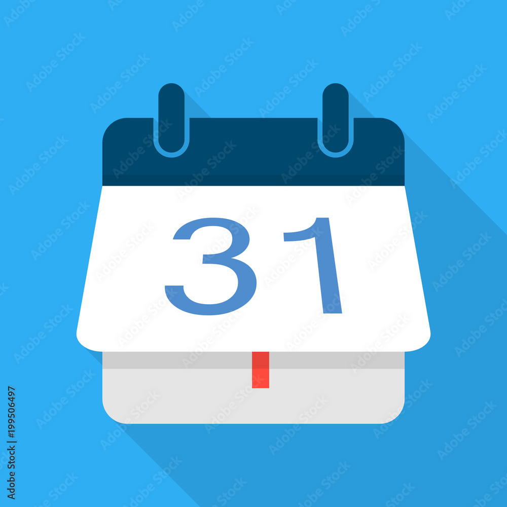 Turning calendar icon, flat style Turning calendar icon, flat style