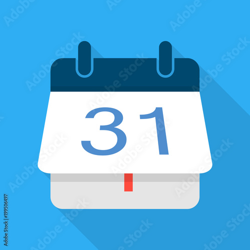 Turning calendar icon, flat style