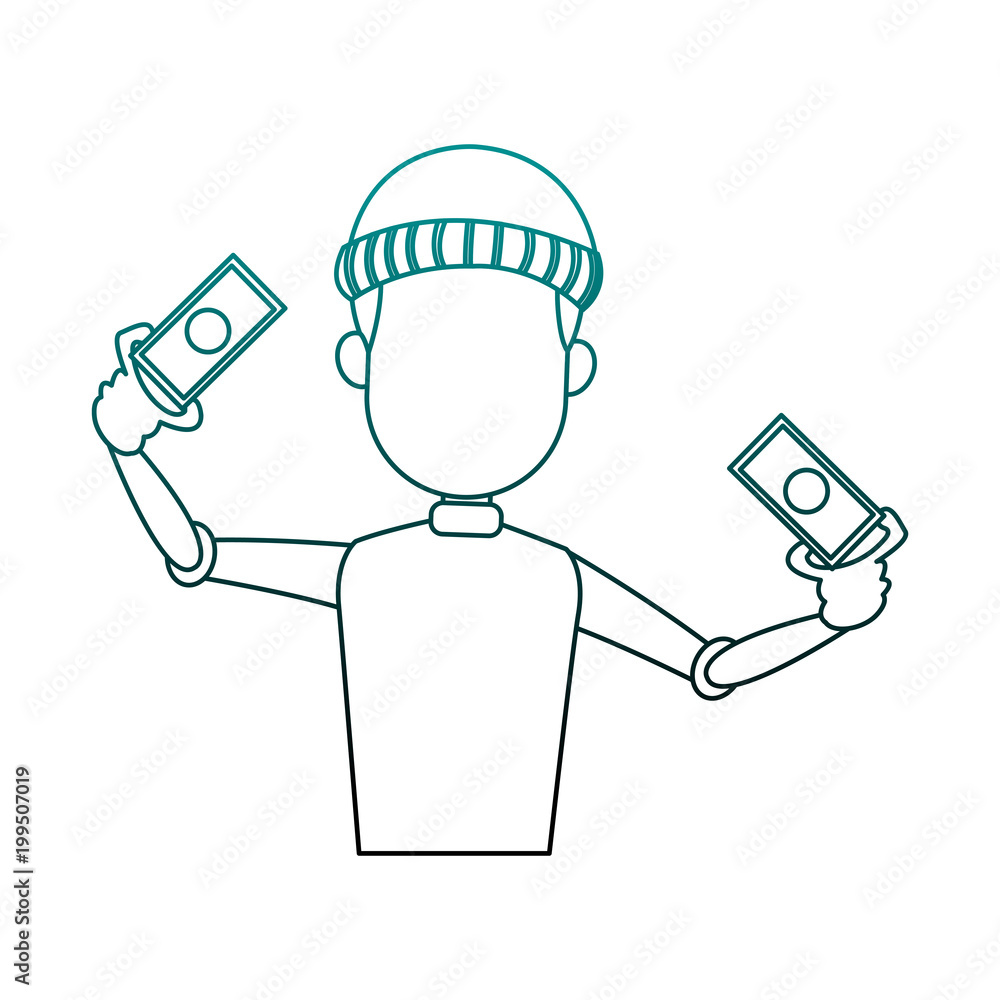 Thief man with money cartoon vector illustration graphic design