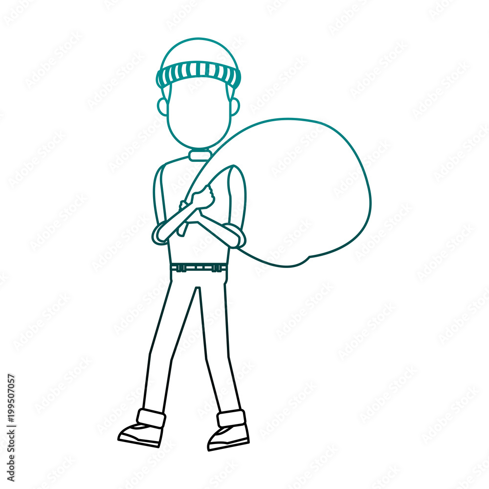 Thief man with bag cartoon vector illustration graphic design Thief man with bag cartoon vector illustration graphic design