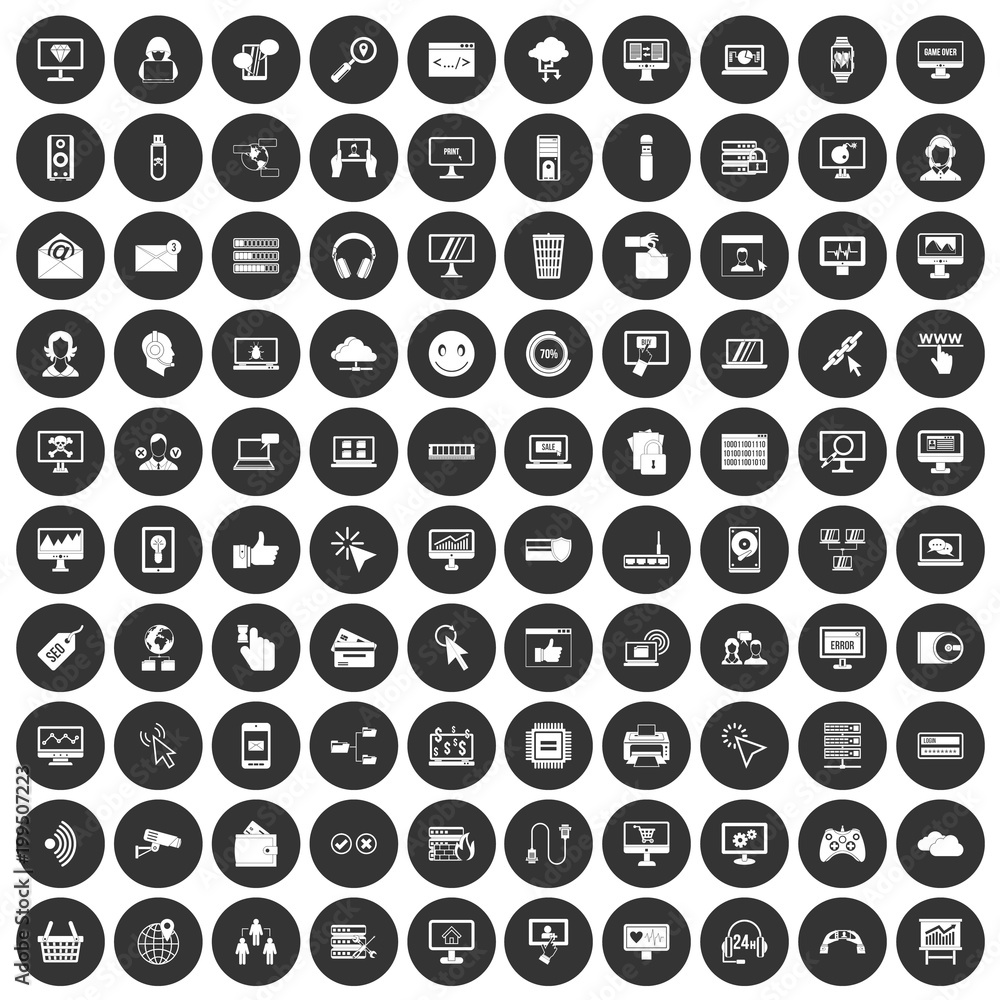 100 internet icons set black circle 100 internet icons set black circle