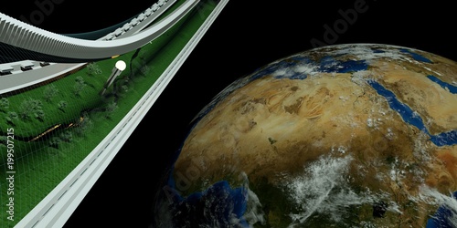 Obraz na płótnie Extremely detailed and realistic 3D illustration of an orbital Space Colony concept