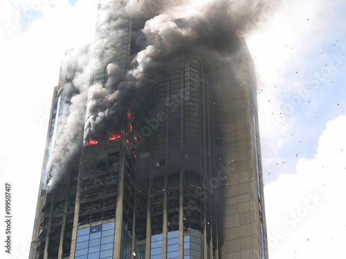 Skyscraper building on fire photo