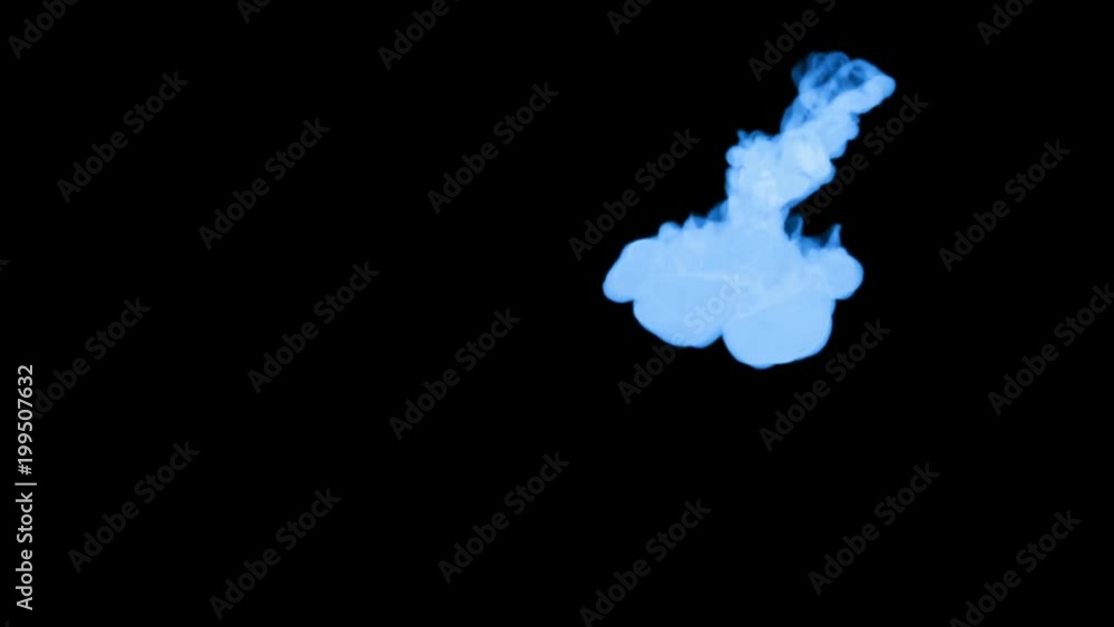 fluorescent blue ink dissolves in water on black background with luma matte. 3d render V17 fluorescent blue ink dissolves in water on black background with luma matte. 3d render V17