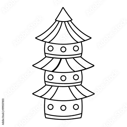 line architecture japanese tower bulding with windows