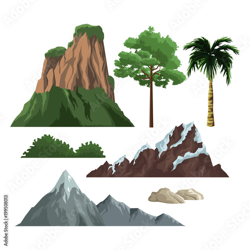 Set on nature elements isolated vector illustration graphic design