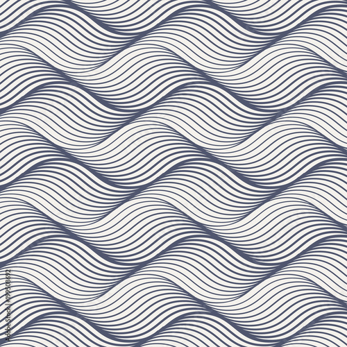 Vector pattern with geometric waves. Endless stylish texture. Ripple monochrome background repeating linear in different size on each object. Pattern is on swatches panel.