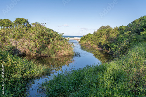 Small river mouth near the sea.