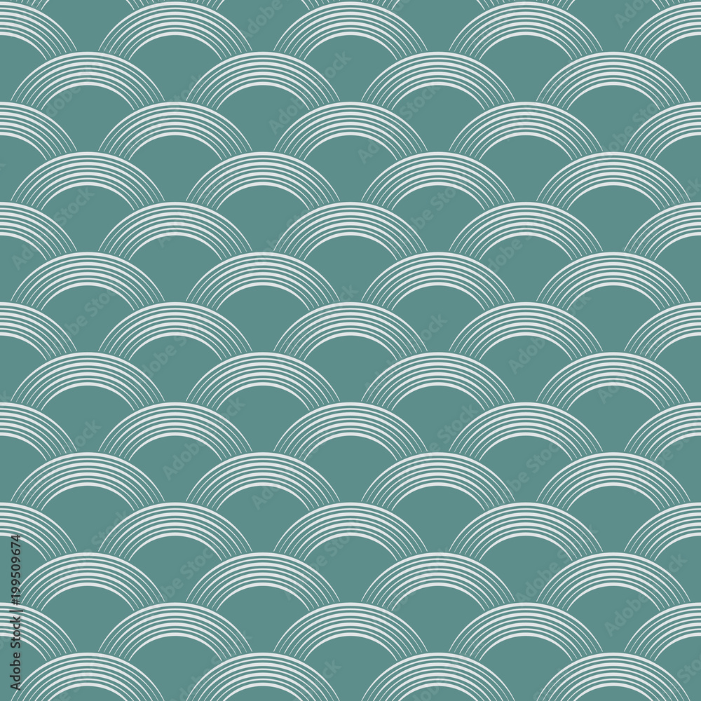 Seamless cyan and white japanese oriental waves pattern vector Seamless cyan and white japanese oriental waves pattern vector