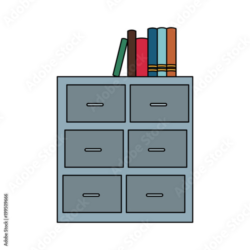 Books on files cabinet vector illustration graphic design