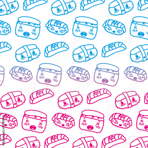 degraded line kawaii happy nigiri sushi food background