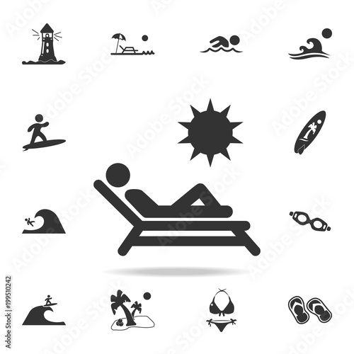 sunbathe icon. Detailed set of beach holidays icons. Premium quality graphic design. One of the collection icons for websites, web design, mobile app