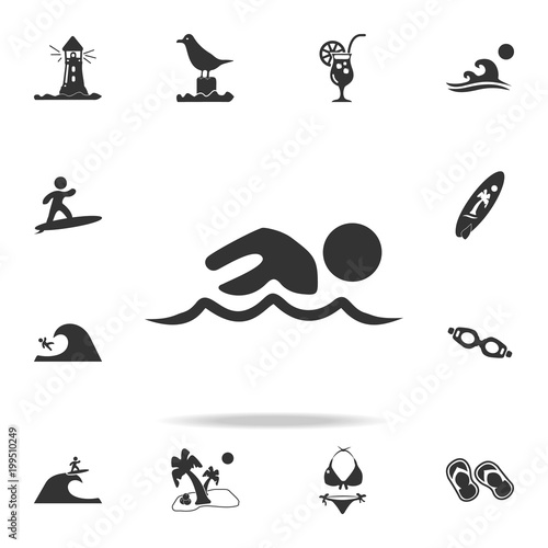 swimming icon. Detailed set of beach holidays icons. Premium quality graphic design. One of the collection icons for websites  web design  mobile app