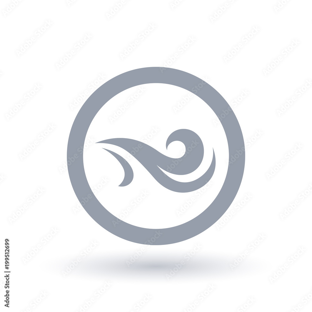 Fresh wind icon in circle outline. Air flow symbol. Wind breeze sign. Vector illustration. Fresh wind icon in circle outline. Air flow symbol. Wind breeze sign. Vector illustration.