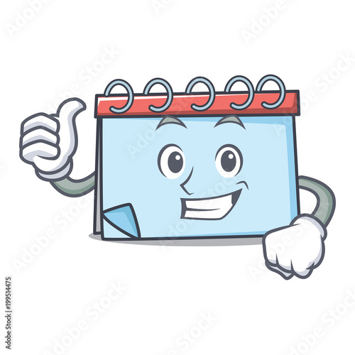 Thumbs up calendar character cartoon style