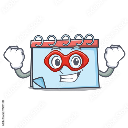 Super hero calendar character cartoon style