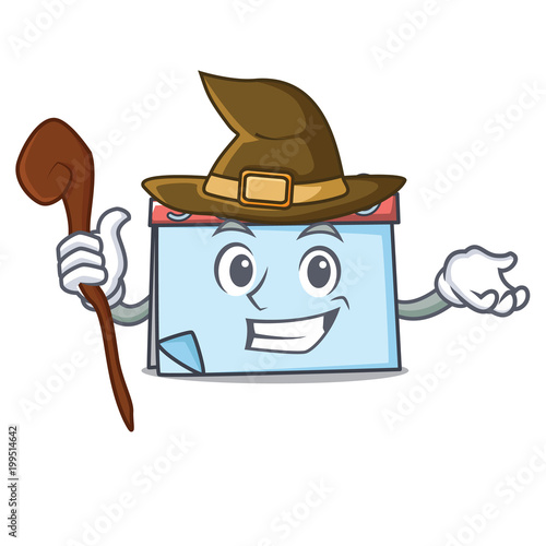 Witch calendar mascot cartoon style
