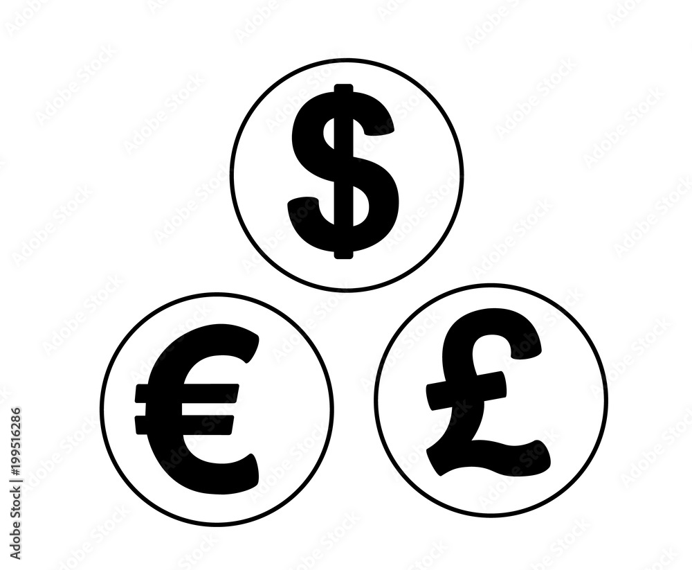 set of currency symbols in the form coins set of currency symbols in the form coins